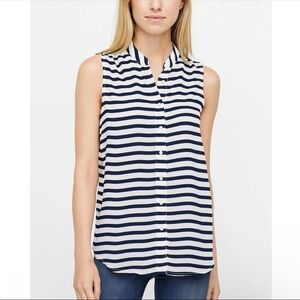 J. Crew Sleeveless Top in Navy and White Stripes Women’s Size 6 Coastal Nautical